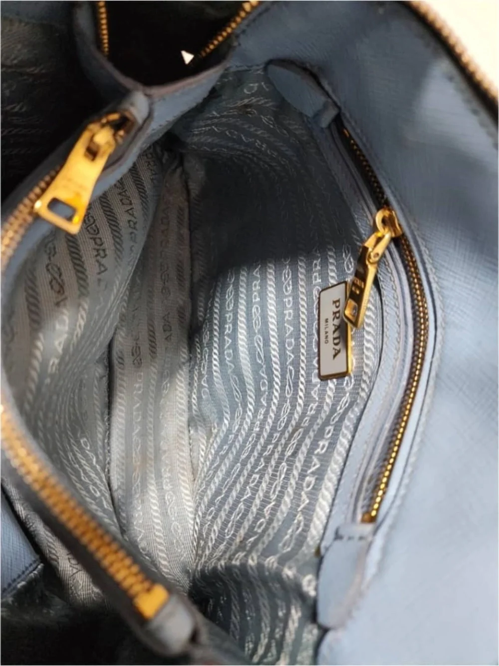 Authentic PRADA Saffiano Lux Small Promenade Tote Bag Blue